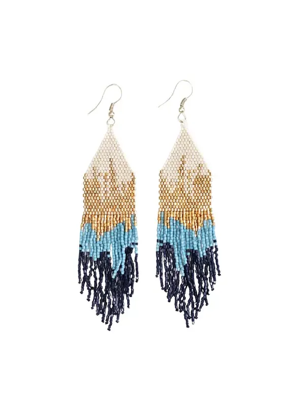 Серьги Claire Ombre Luxe с бахромой из бисера Ink+Alloy — синий