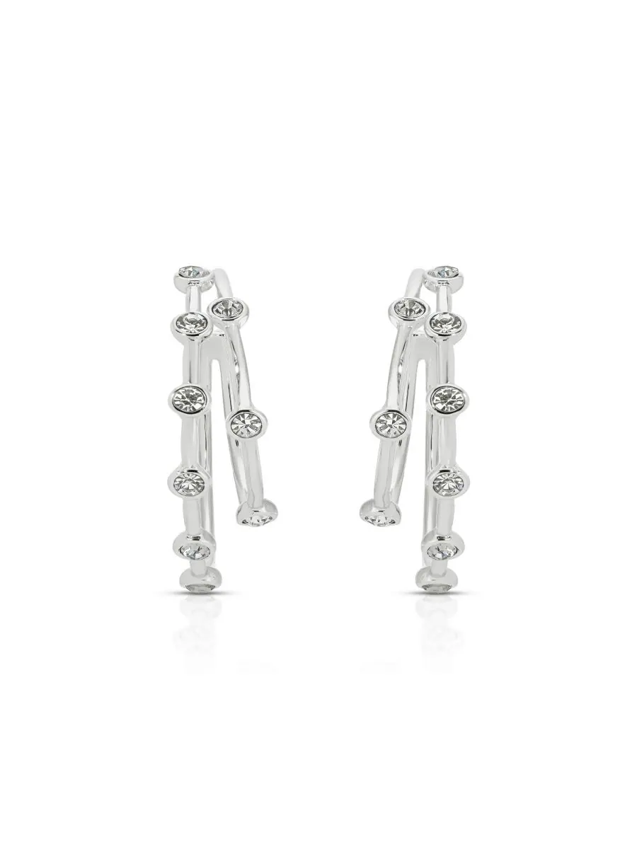 Серебряные серьги-кольца с двойным блеском ETTIKA — изображение 3 из 5, оттенок серебряный