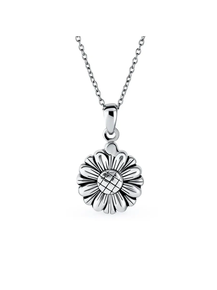 Кулон-медальон в виде подсолнуха из серебра 925 пробы Bling Jewelry — изображение 2 из 5, оттенок серебряный