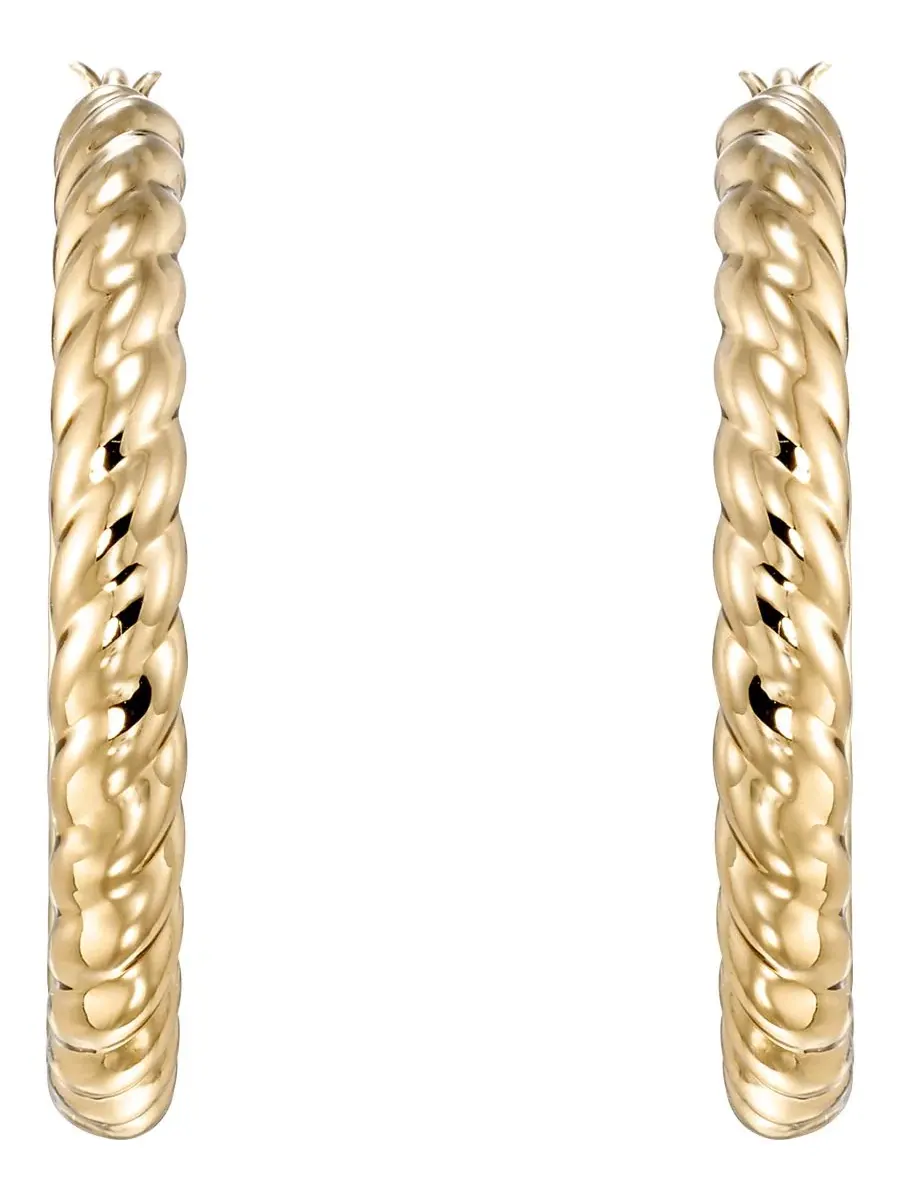 Серьги-кольца Twist Hoop из желтого золота 10 карат Italian Gold — изображение 2 из 3, оттенок желтый