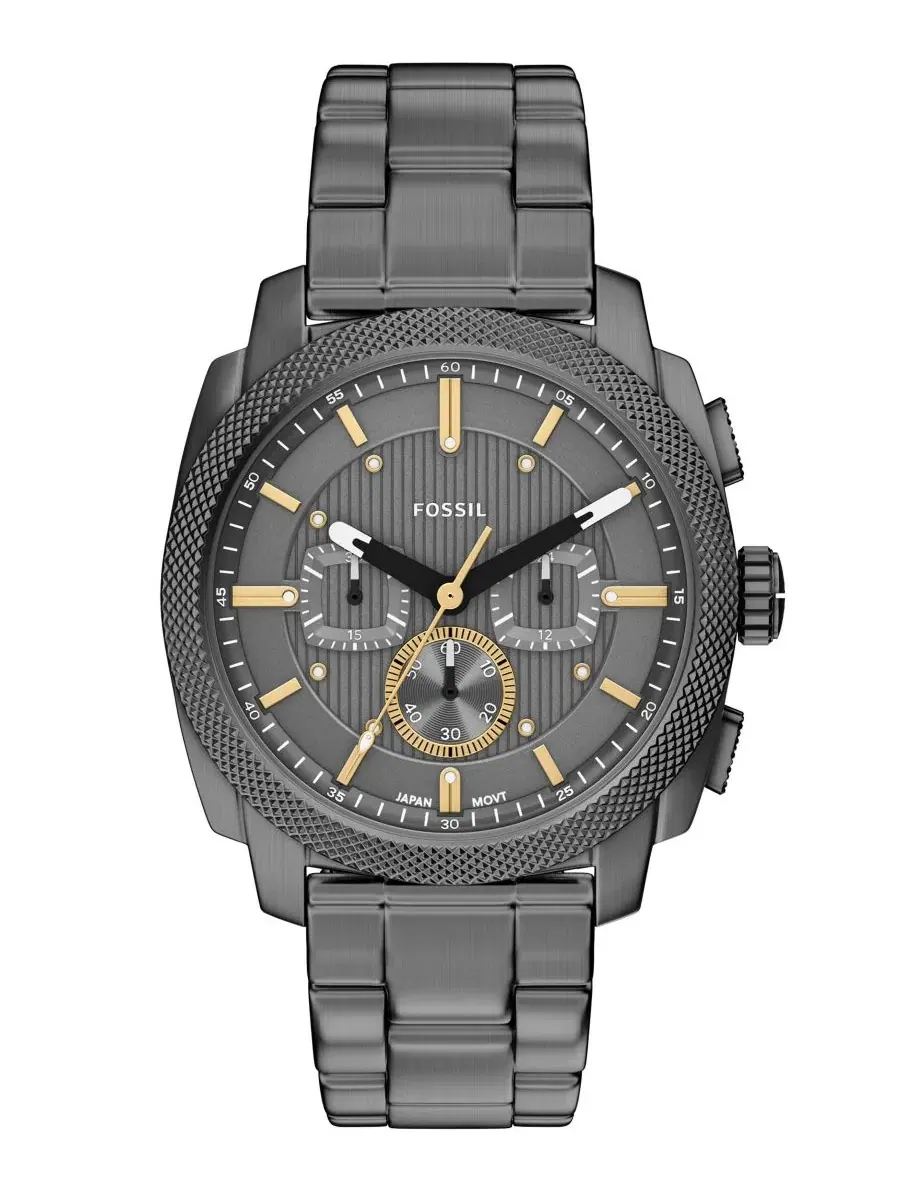 Мужские часы Machine Chronograph из нержавеющей стали, дымчатый корпус, диаметр 44 мм Fossil — изображение 1 из 7