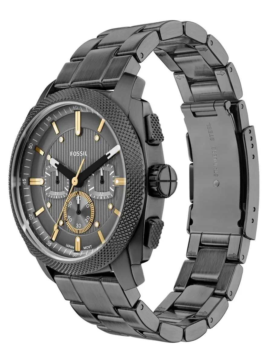 Мужские часы Machine Chronograph из нержавеющей стали, дымчатый корпус, диаметр 44 мм Fossil — изображение 4 из 7