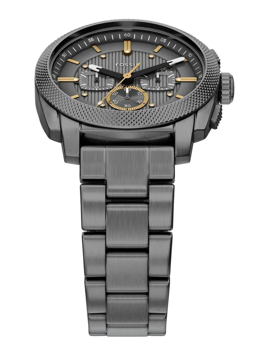 Мужские часы Machine Chronograph из нержавеющей стали, дымчатый корпус, диаметр 44 мм Fossil — изображение 5 из 7