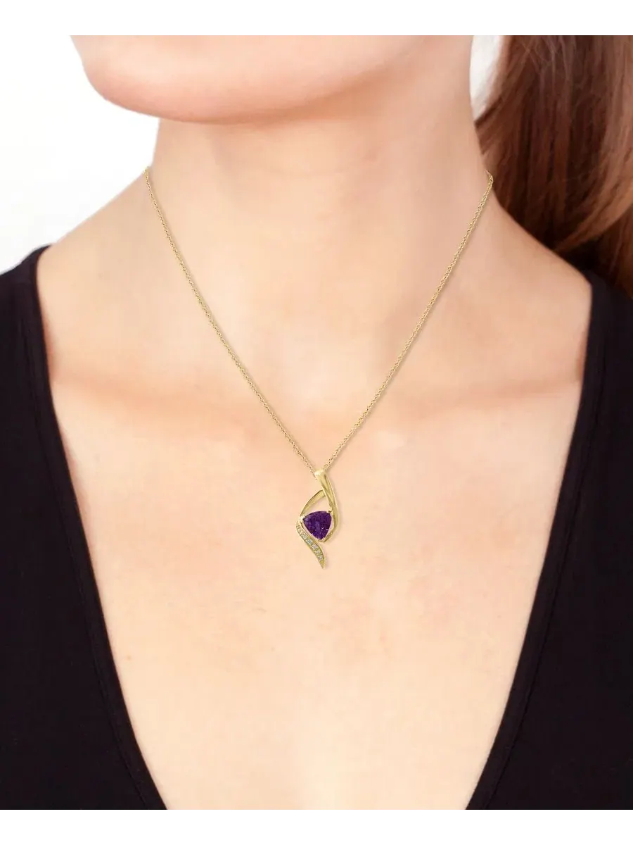 Кулон с аметистом и бриллиантами, модель Amethyst (1-3/8 ct. t.w.) & Diamond (1/20 ct. t.w.) — изображение 4 из 4