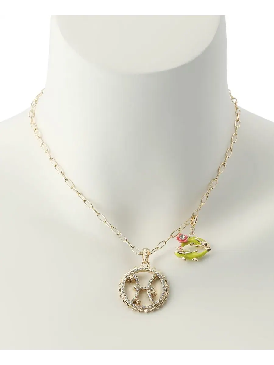 Комплект из кулона-подвески с символом Рыб и съемным шармом Faux-Stone Pisces Celestial Betsey — изображение 6 из 7