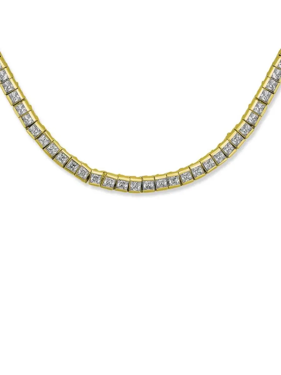 Колье-теннис с кубическим цирконием, принцесса, канал, 40,6 см Bling Jewelry — изображение 2 из 4, оттенок золотистый