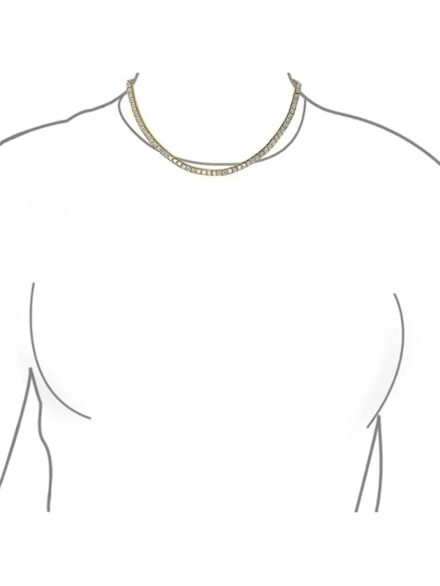 Колье-теннис с кубическим цирконием, принцесса, канал, 40,6 см Bling Jewelry — изображение 4 из 4, оттенок золотистый