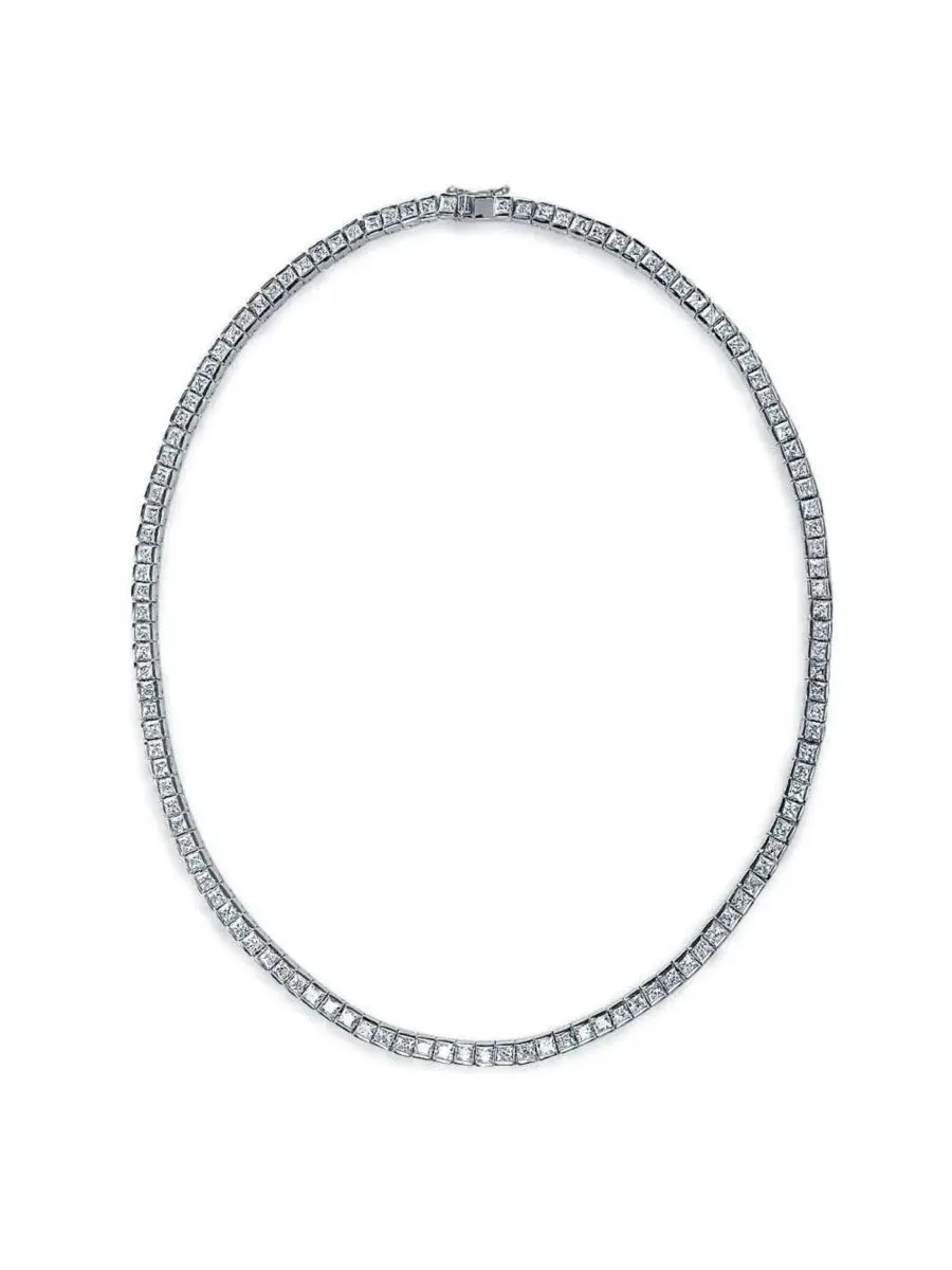 Коктейльное колье с кубическим цирконием, принцесса, канальная оправа Bling Jewelry — изображение 2 из 4, оттенок серебристый