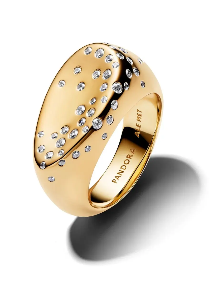 Кольцо-перстень с овальным камнем Stone-Set Oval Domed Signet Ring Pandora — изображение 1 из 3, оттенок золотистый
