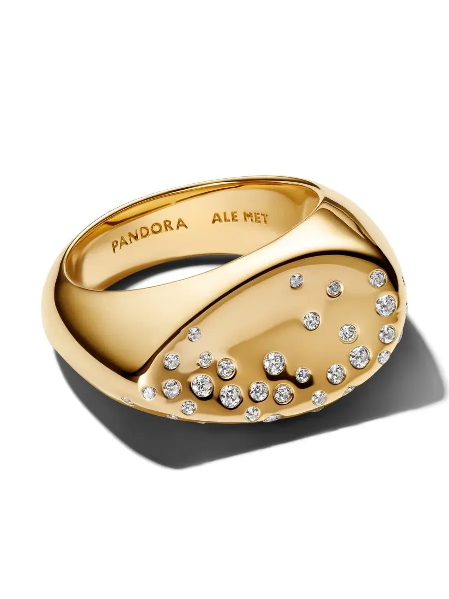 Кольцо-перстень с овальным камнем Stone-Set Oval Domed Signet Ring Pandora — изображение 2 из 3, оттенок золотистый