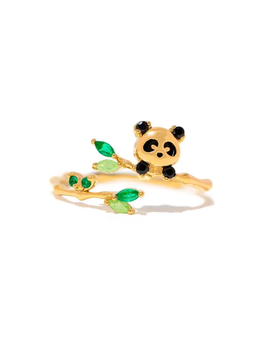 Кольцо-пружинка с пандой, модель Lucky Panda Girls Crew — золотистый