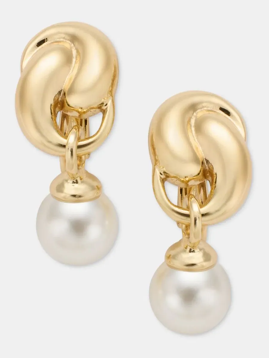 Серьги-подвески с имитацией жемчуга, винтажные Anne Klein — изображение 1 из 4, оттенок серебристый