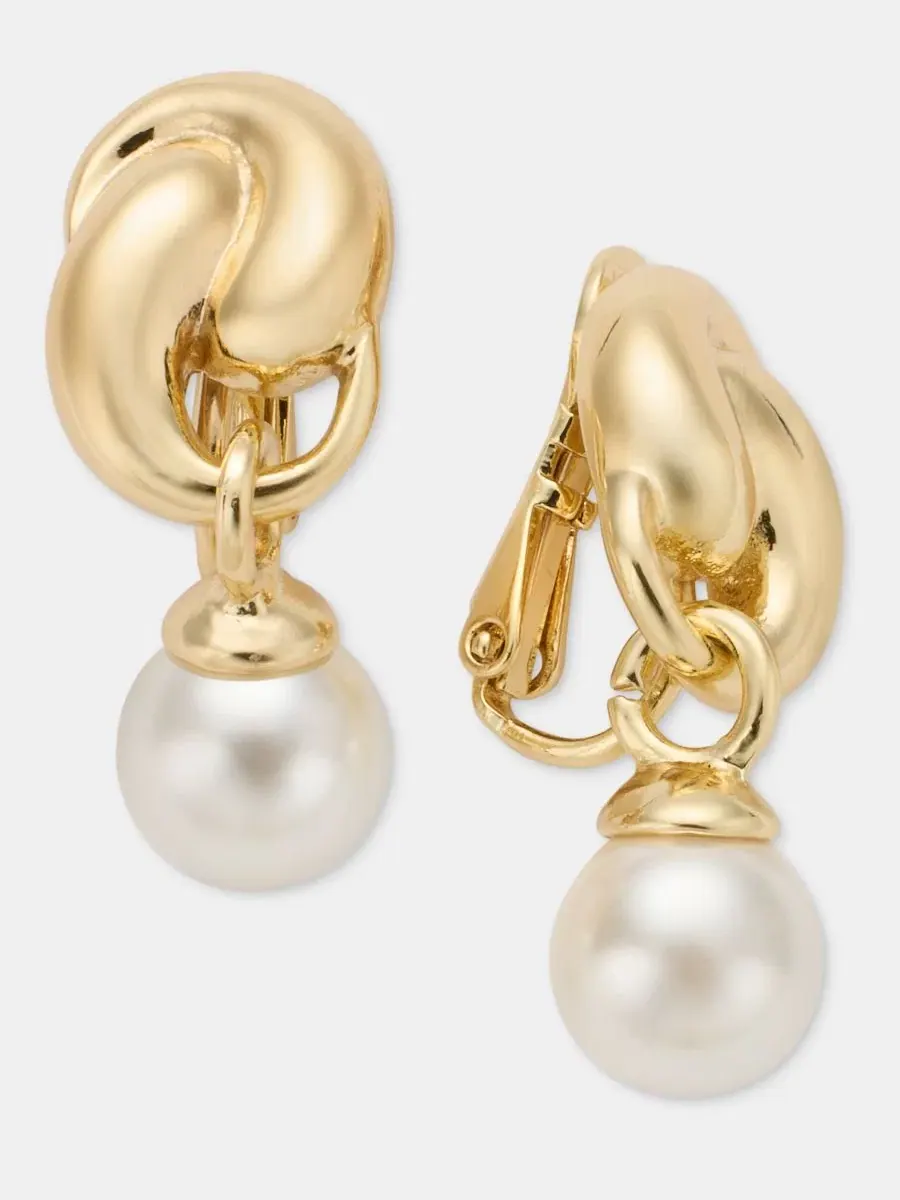 Серьги-подвески с имитацией жемчуга, винтажные Anne Klein — изображение 2 из 4, оттенок серебристый