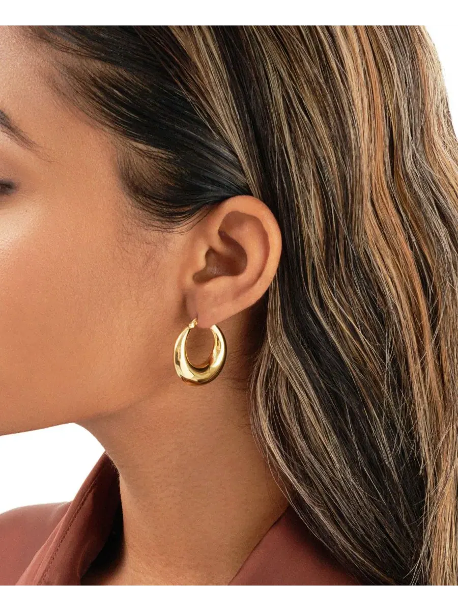 Серьги-кольца с градуированным диаметром Sterling Forever — изображение 3 из 3, оттенок золотистый