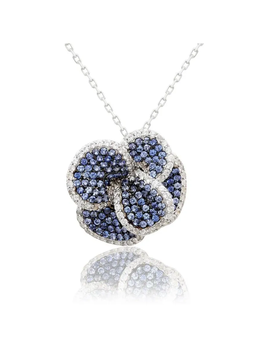 Подвеска-цветок пиона с сапфирами Suzy Levian New York — изображение 1 из 3, оттенок синий