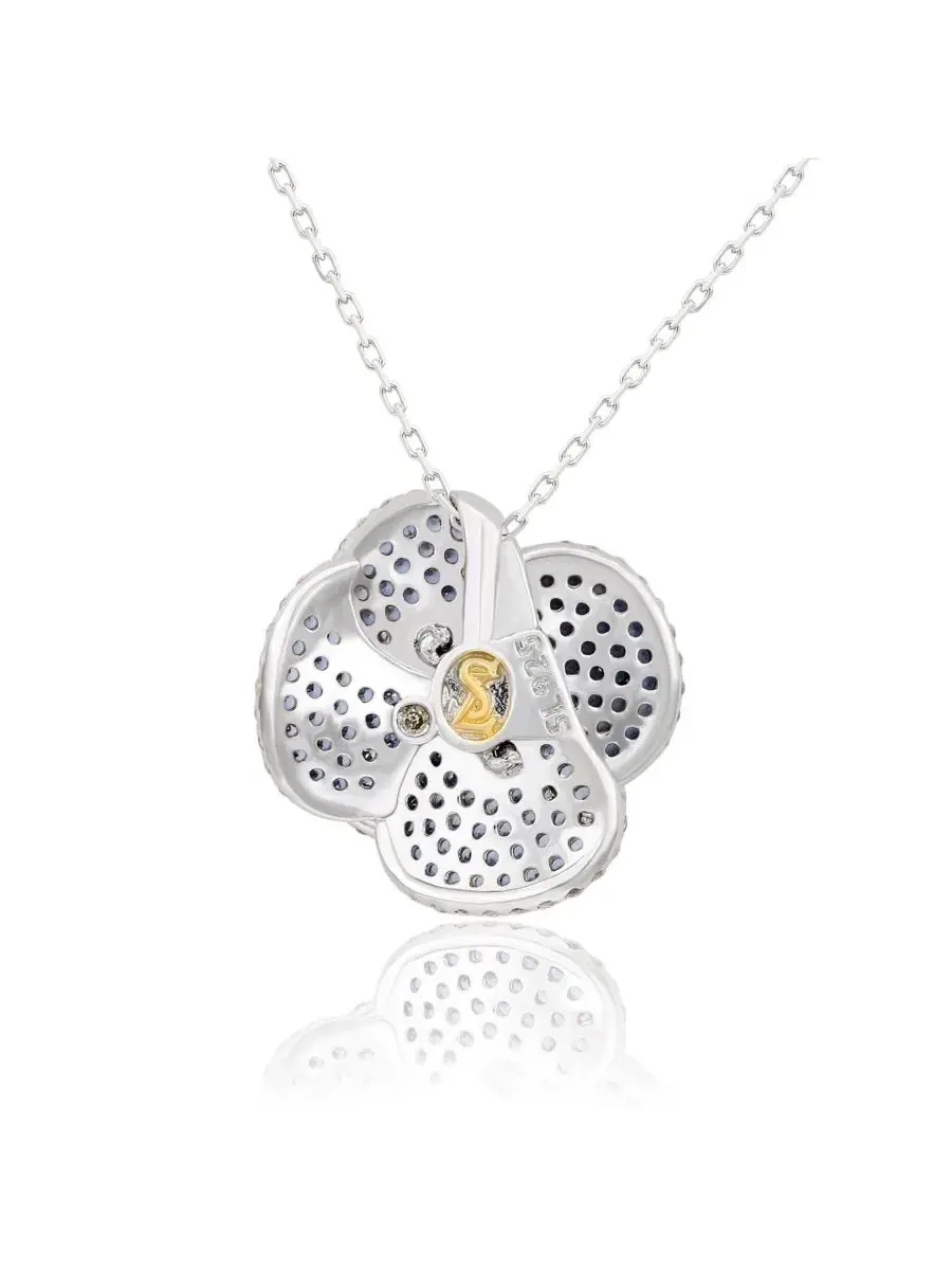Подвеска-цветок пиона с сапфирами Suzy Levian New York — изображение 2 из 3, оттенок синий