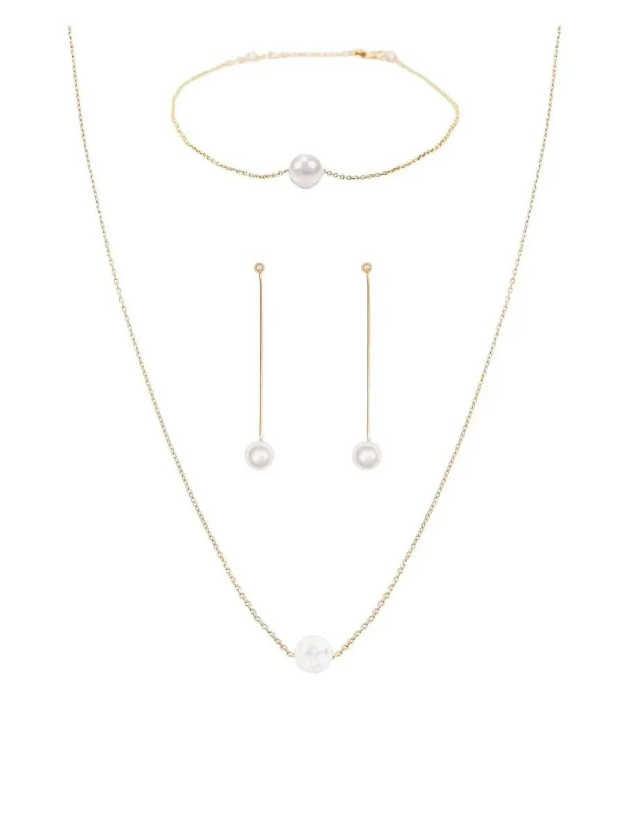 Комплект украшений с жемчугом Abby Pearl Bearfruit Jewelry — изображение 1 из 8, оттенок желтый золотистый