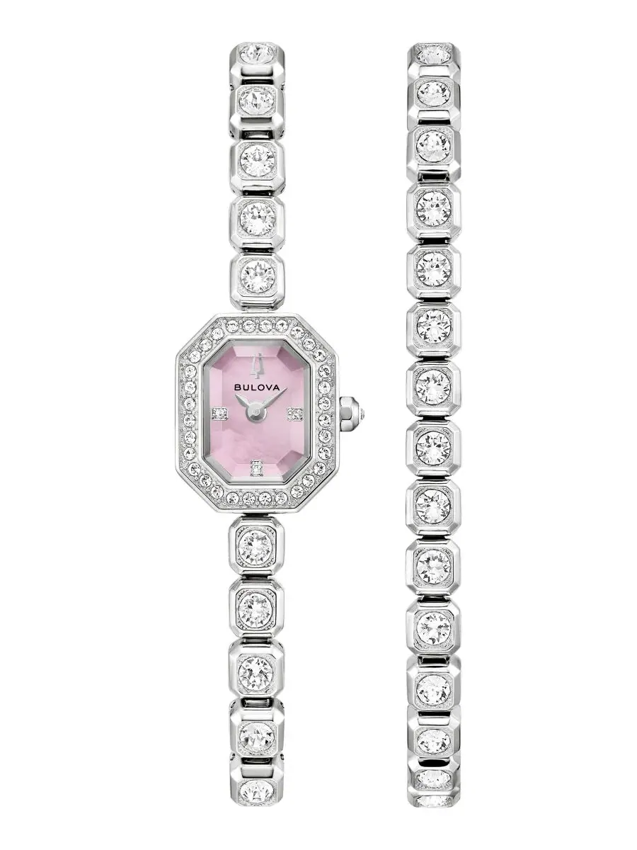 Женские часы Bulova с кристаллами, 15 мм — изображение 1 из 9, оттенок серебристый