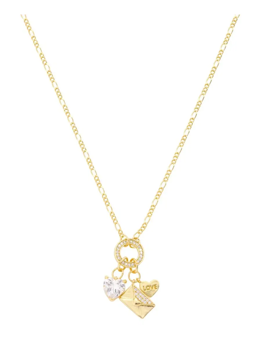 Кулон-подвеска с сердцем и буквой из кубического циркония, 14K золотое покрытие Unwritten — изображение 1 из 4
