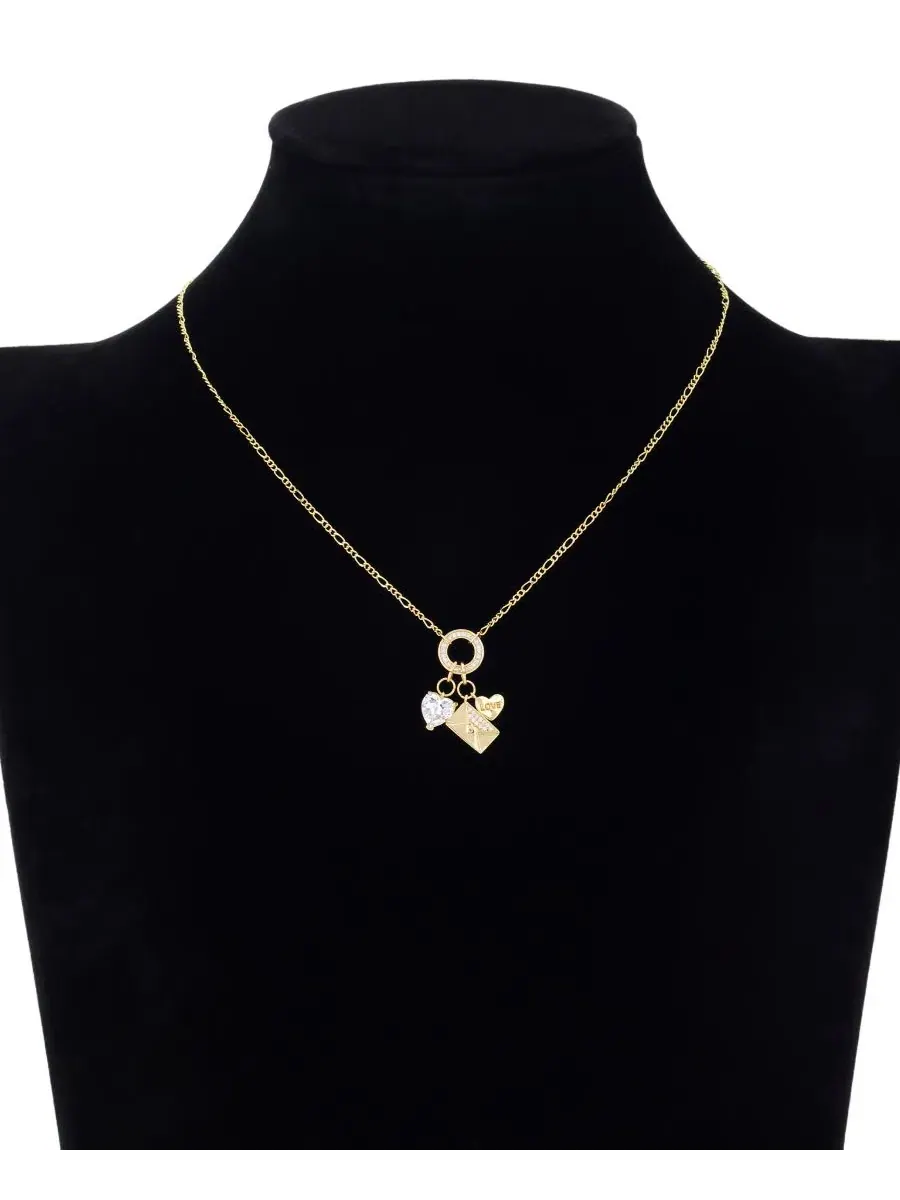Кулон-подвеска с сердцем и буквой из кубического циркония, 14K золотое покрытие Unwritten — изображение 3 из 4