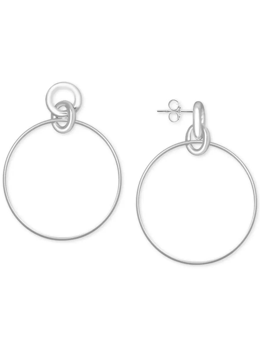 Серьги-кольца с подвеской, серебрение Essentials — серебристый