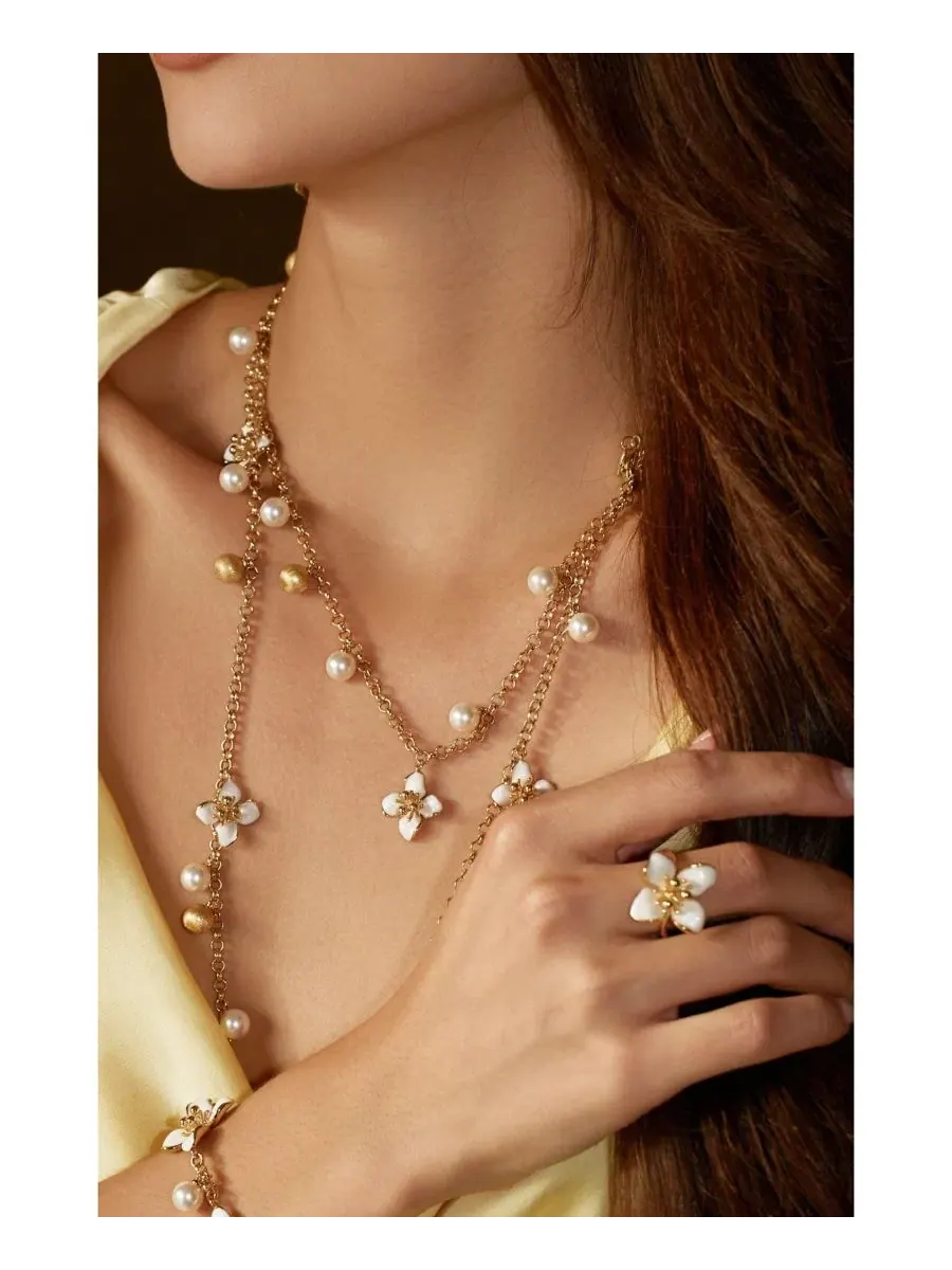 Колье-подвеска Iris Blossom Necklace Set RETRO CHIC — изображение 2 из 3, оттенок белый золотистый