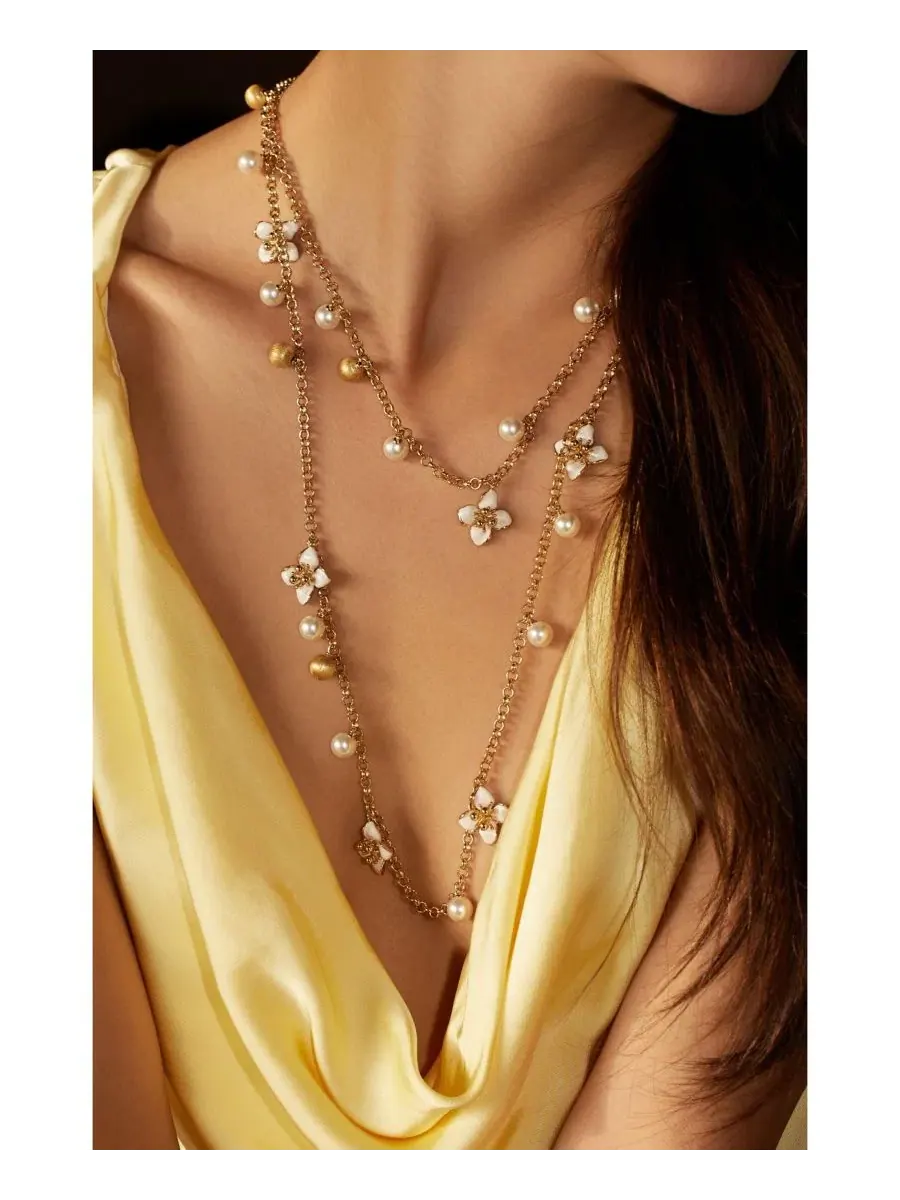 Колье-подвеска Iris Blossom Necklace Set RETRO CHIC — изображение 3 из 3, оттенок белый золотистый