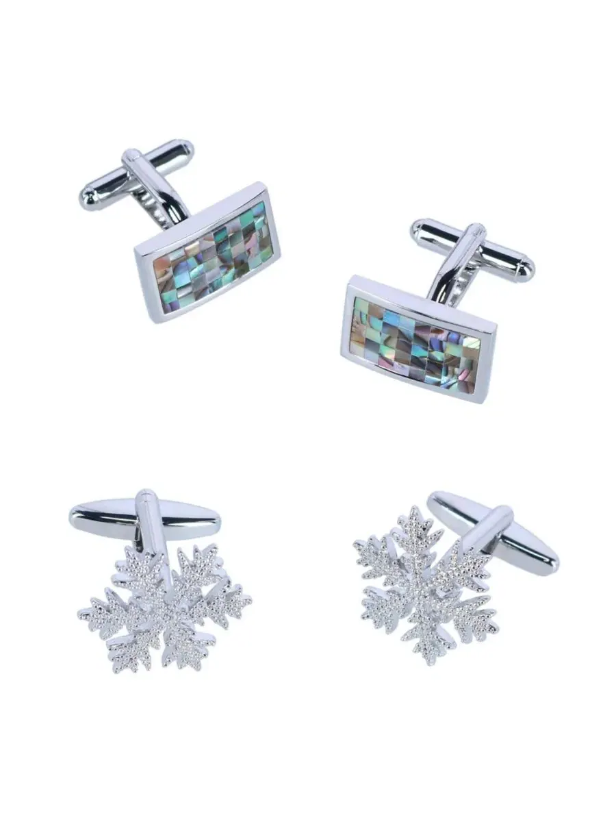 Комплект запонок с моделью Snowflake и Mother of Pearl TRAFALGAR — изображение 1 из 3, оттенок серебряный