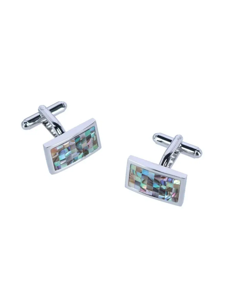 Комплект запонок с моделью Snowflake и Mother of Pearl TRAFALGAR — изображение 3 из 3, оттенок серебряный