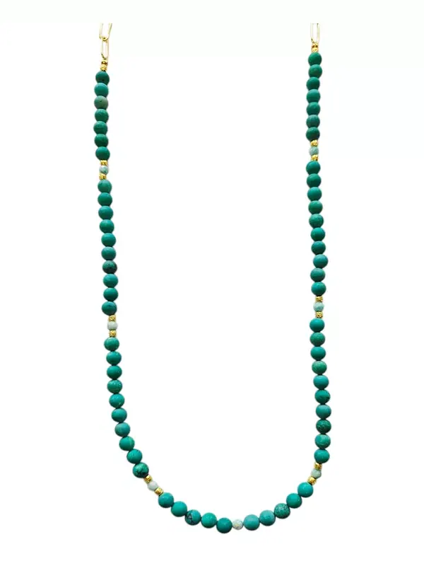 Крупное колье из золотистой бирюзы и амазонита длиной 30 дюймов Minu Jewels — изображение 2 из 4, оттенок бирюзовый