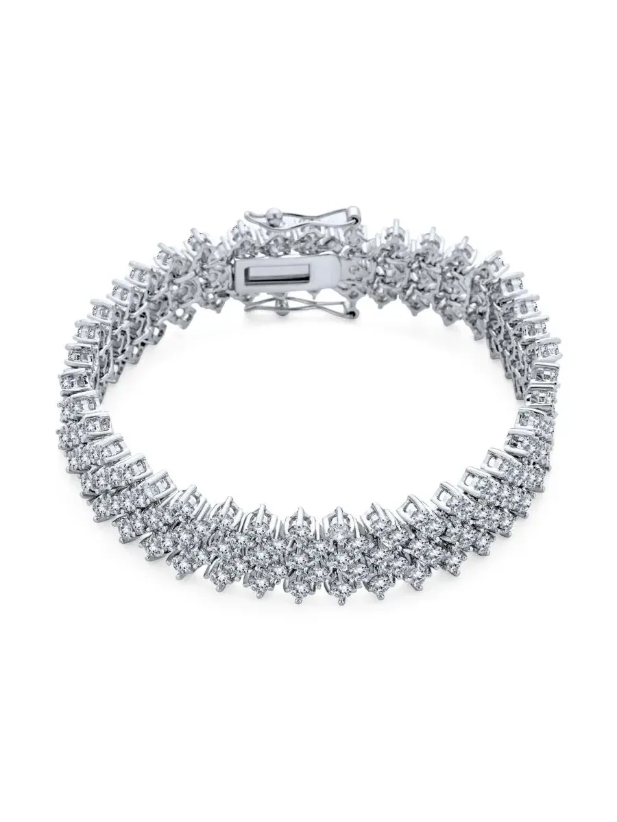 Браслет для особых случаев с многорядным широким кольцом из кубического циркония (CZ) — изображение 3 из 4