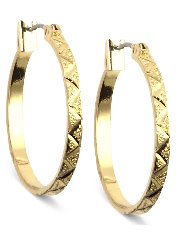 Серьги-Кольца золотистого фактурного тона, 0,86 дюйма Anne Klein — изображение 1 из 3, оттенок золото