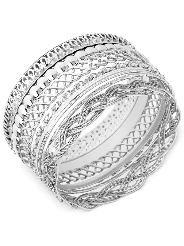 Комплект фактурных браслетов Guess — изображение 1 из 1, оттенок серебряный