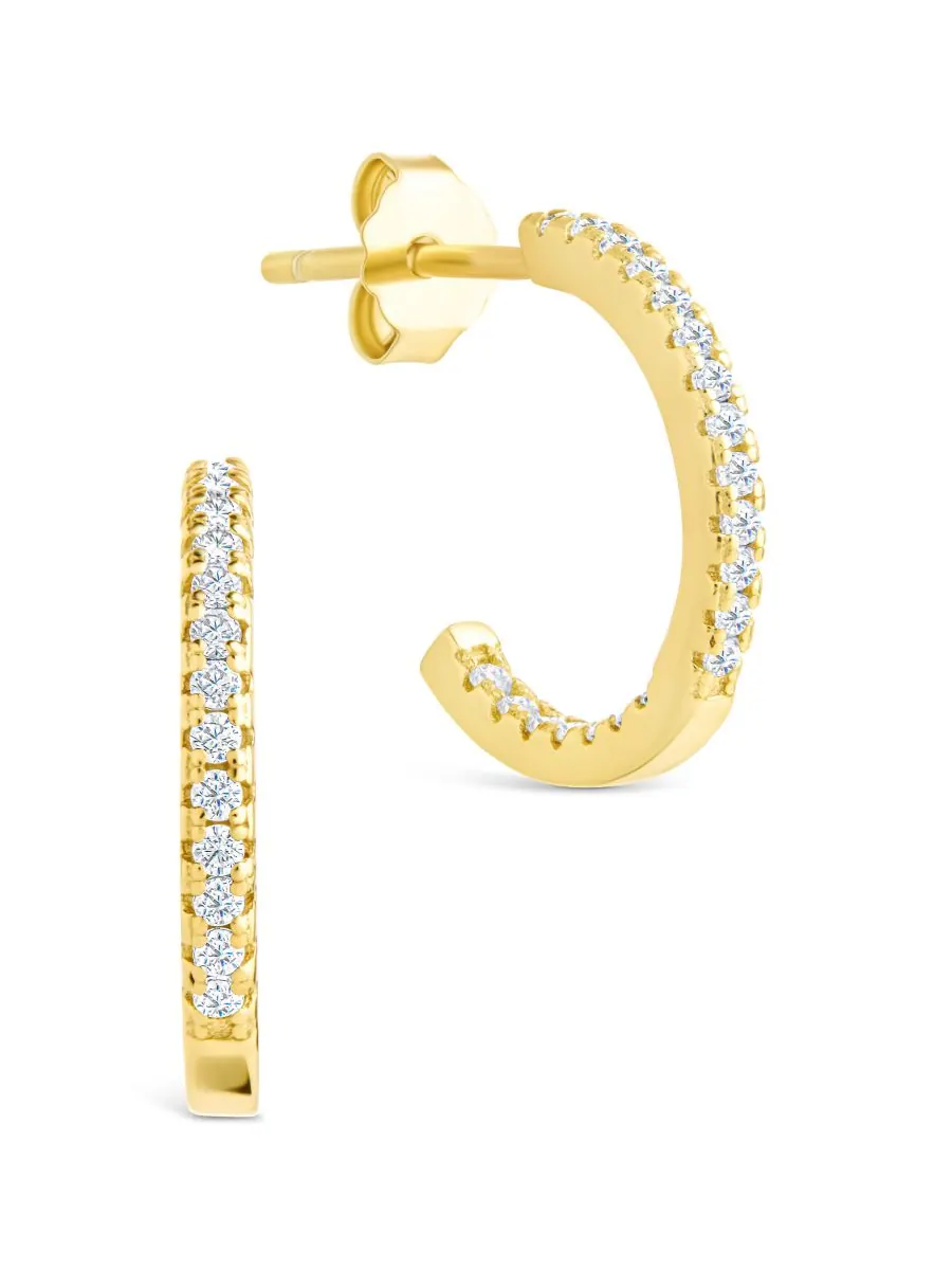 Серьги-кольца из стерлингового серебра с тонкой оправой Sterling Forever — изображение 1 из 5, оттенок золото