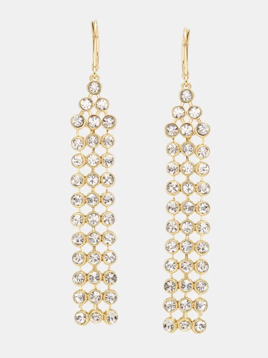 Серьги-подвески в виде цепочки из кристаллов Anne Klein — изображение 1 из 4, оттенок белый