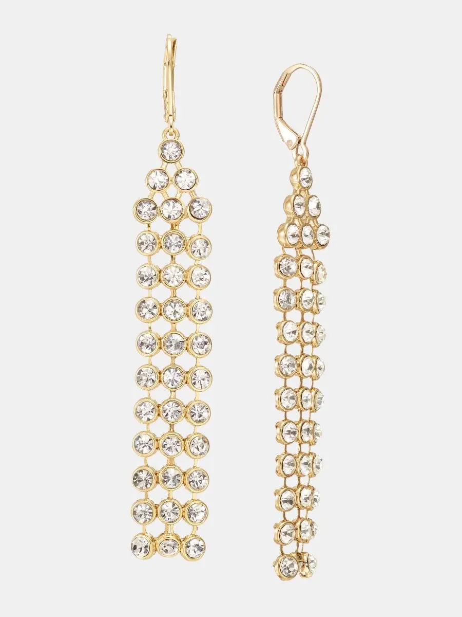 Серьги-подвески в виде цепочки из кристаллов Anne Klein — изображение 3 из 4, оттенок белый