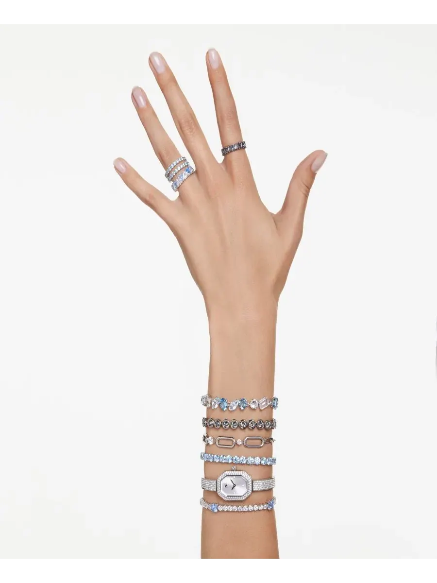 Часы-браслет с кристаллами, стальной корпус, модель Dextera Swarovski — изображение 6 из 8, оттенок серебряный