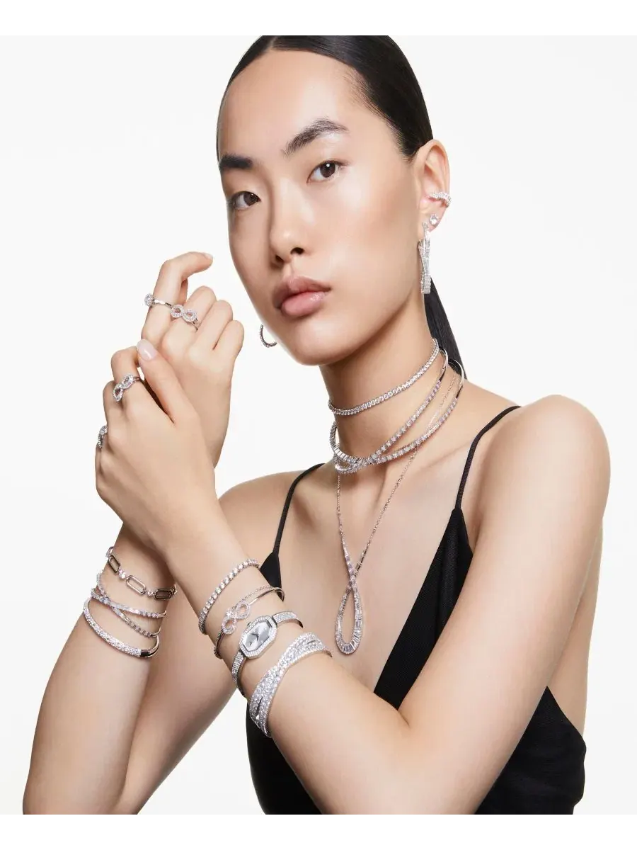 Часы-браслет с кристаллами, стальной корпус, модель Dextera Swarovski — изображение 8 из 8, оттенок серебряный