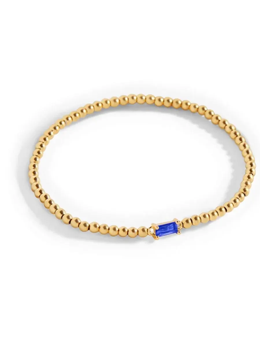 Браслет-эластичный с бусинами и камнем рождения, September Sapphire Mint & Lily — изображение 2 из 5