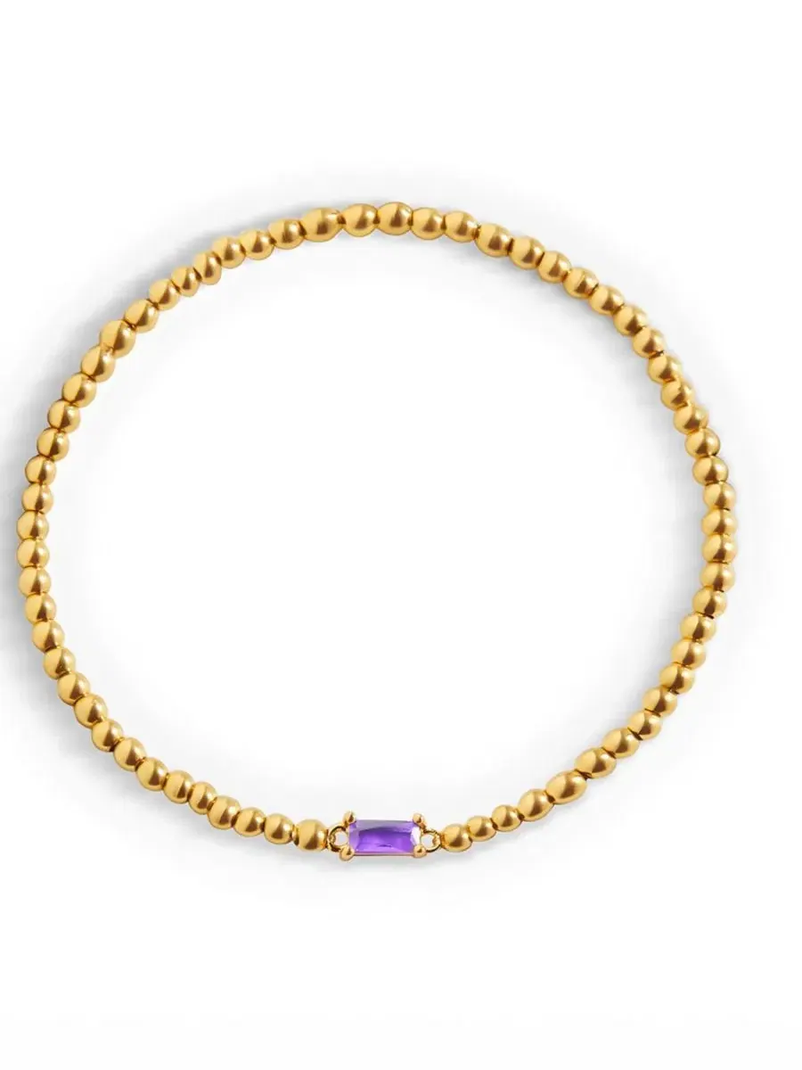 Браслет-эластичный с бусинами и камнем рождения, June Alexandrite Mint & Lily, June Alexandrite — изображение 1 из 5
