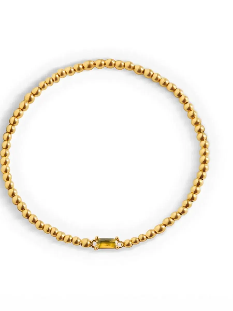 Браслет-эластичный с бусинами и камнем ноября Citrine Mint & Lily, November Citrine