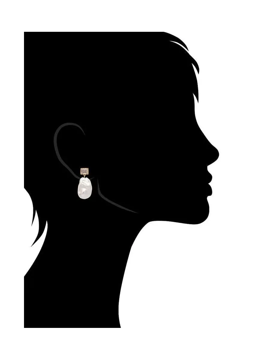 Серьги-подвески с жемчугом и фианитами, 18K золотое покрытие Rivka Friedman — изображение 2 из 3, оттенок нет цвета