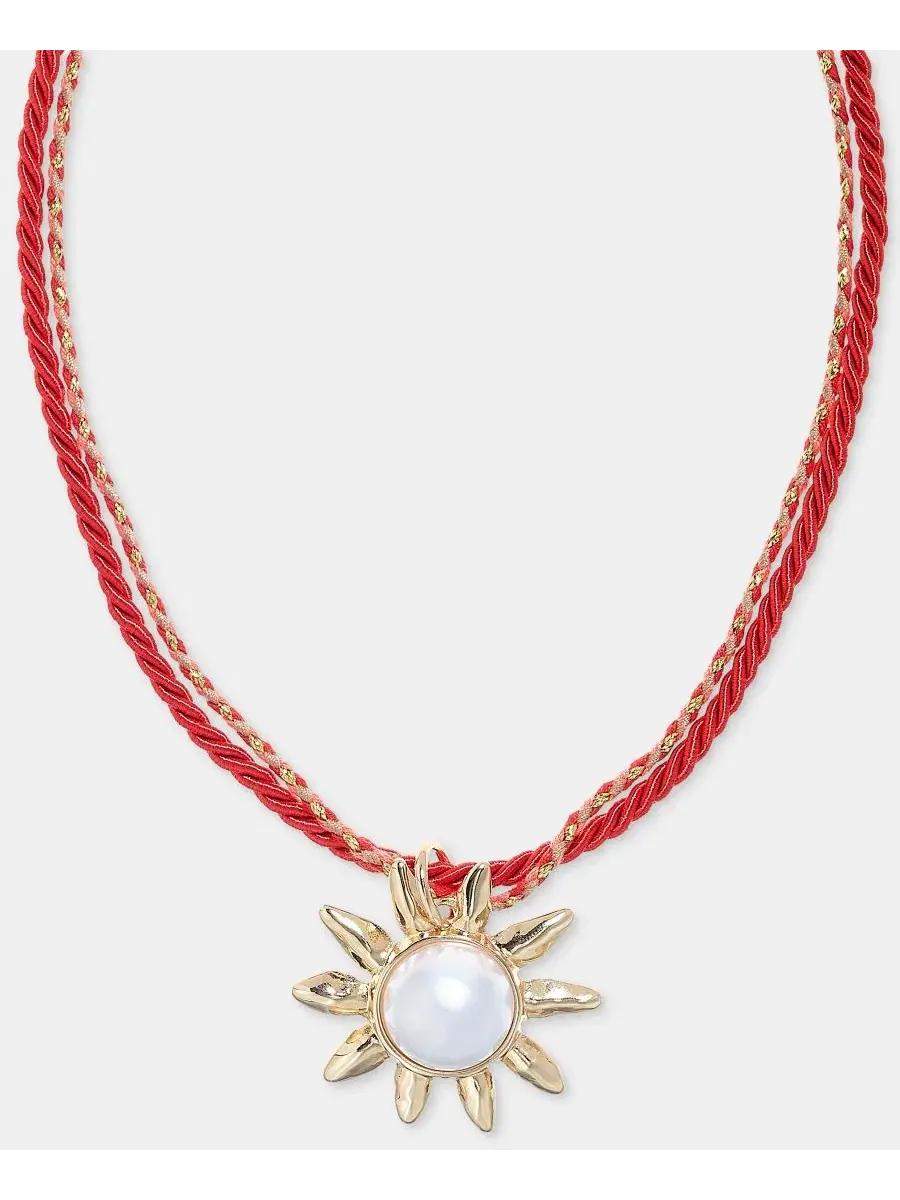 Кулон с имитацией жемчуга на двойном шнуре, модель Imitation Pearl Sun Double Cord On 34th — изображение 1 из 3