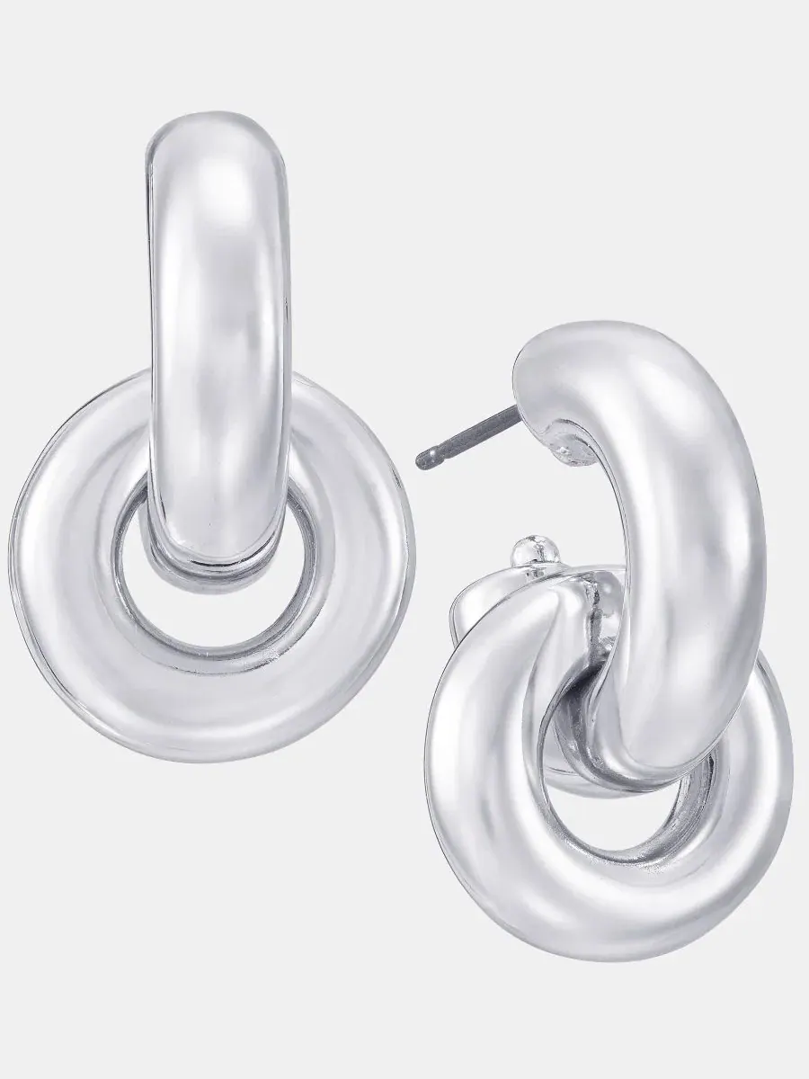 Серьги-подвески Puffy Door Knocker Drop DKNY — изображение 2 из 4, оттенок серебряный