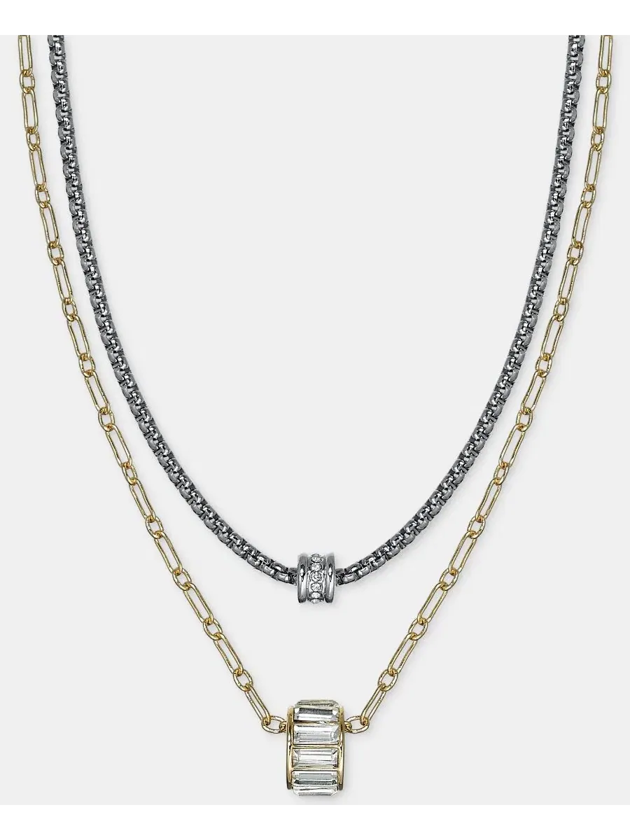 Колье с подвеской Two-Tone Crystal Two-Row Pendant On 34th — изображение 1 из 3, оттенок мульти