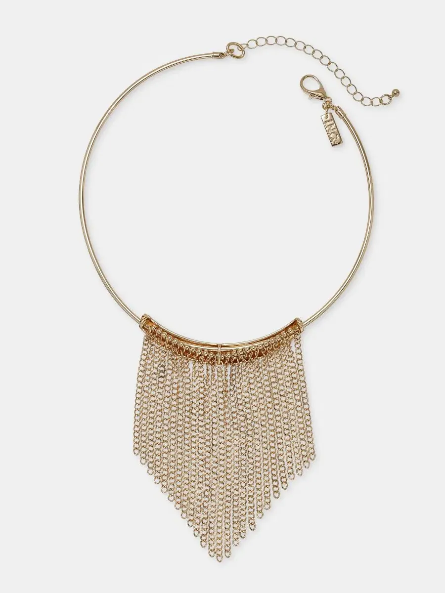 Колье-ошейник с бахромой из металла, Luxe Collar Fringe Structured Statement Necklace I.N.C — изображение 1 из 3