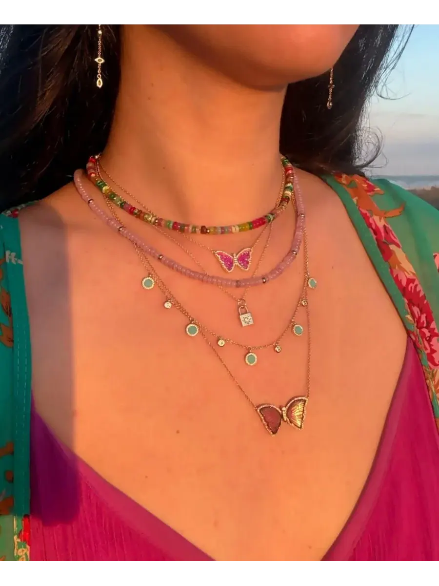 Ожерелье из натуральных камней с регулируемой длиной Charis Gemstone Beaded Kamaria — изображение 5 из 7, оттенок мульти