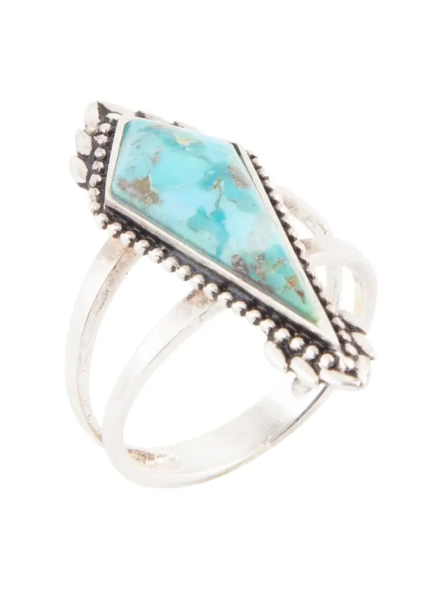 Кольцо с бирюзой Anemone Blue Turquoise and Silver Barse — серебристый