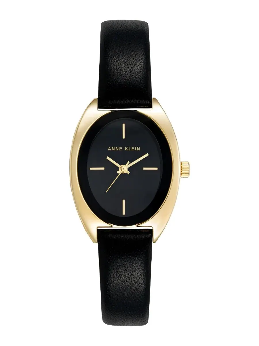 Женские часы Anne Klein, 28 мм, с черным циферблатом и кожаным ремешком