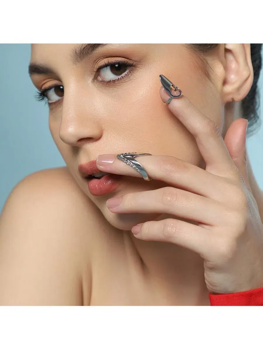 Кольцо на ноготь The Piercer Nail Ring Set SOHI — изображение 6 из 7, оттенок серебряный
